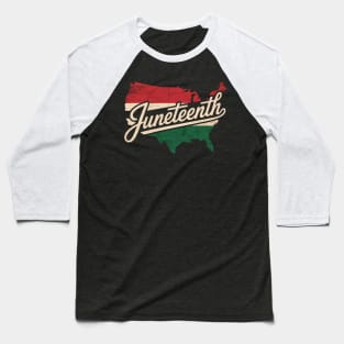 American map with pan african flag for Juneteenth since 1865 Baseball T-Shirt